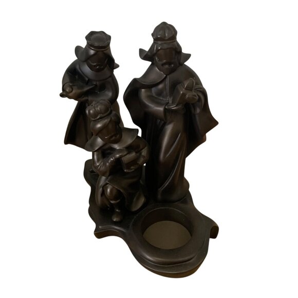 Partylite Holy Night Three Kings Tealight Votive Holder Bronze Nativity Wisemen - Picture 2 of 9